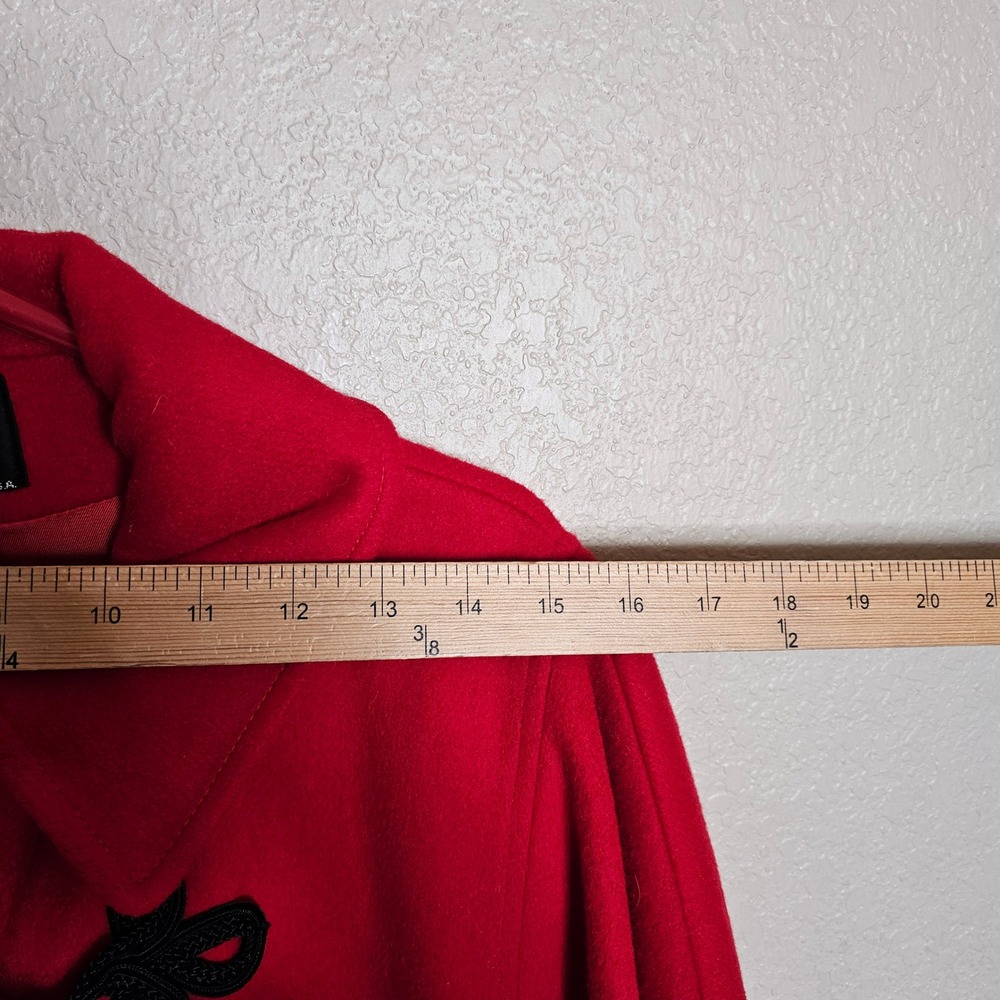 Vintage Red Wool Cape Coat Poncho Toggle Closure Collar Loring Large - Picture 14 of 16